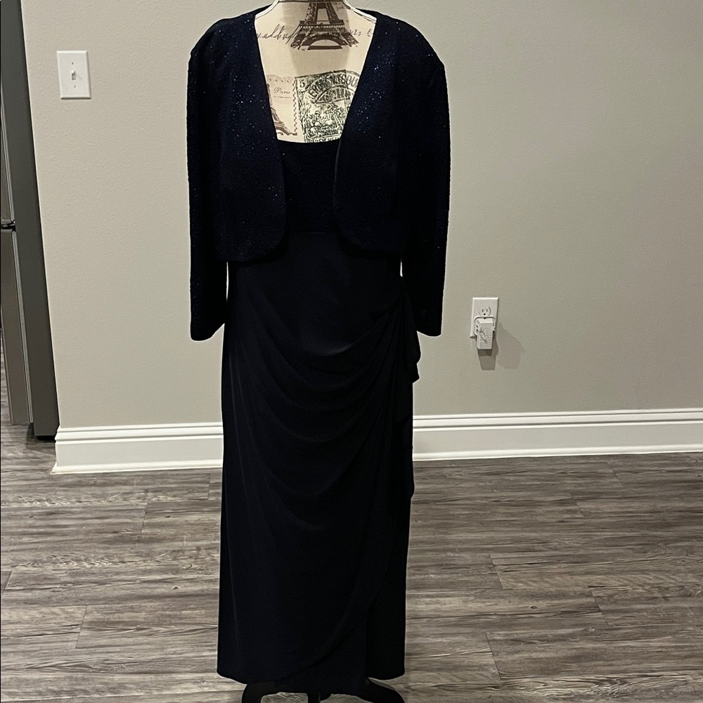 Vintage Atelier Danielle Elegant Navy Glitter Evening Gown with Jacket Fairy 14